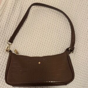 Peta + Jain Elegant Brown Croc-Embossed Shoulder Bag